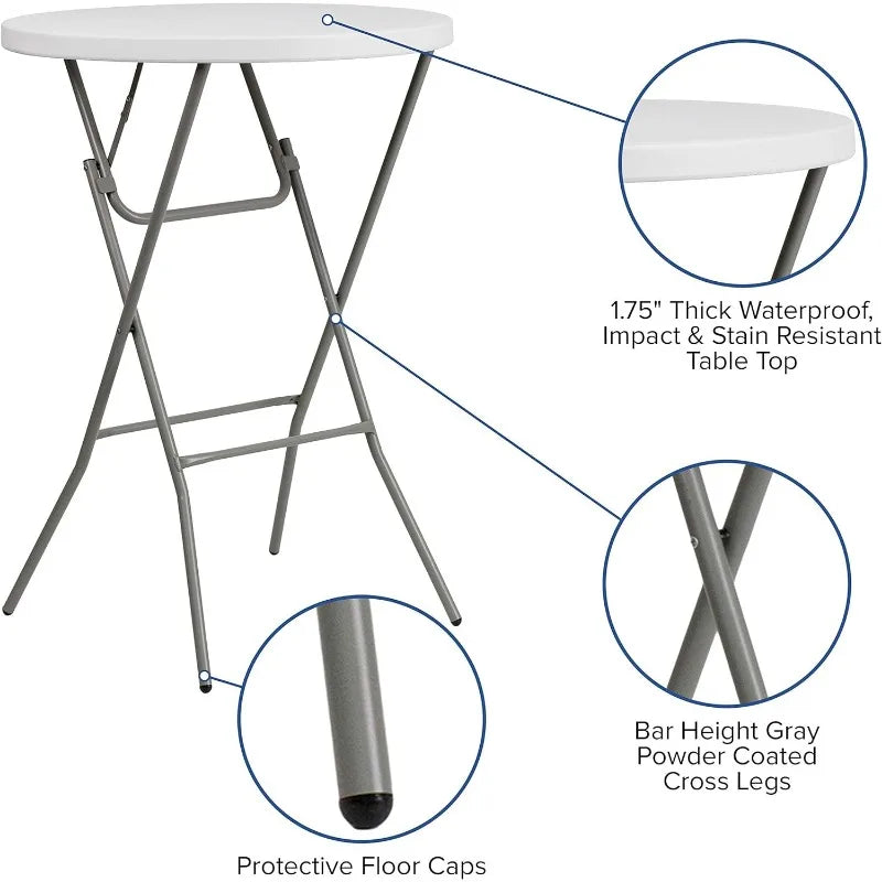 2.6' Round Folding Bar Height Table for Parties