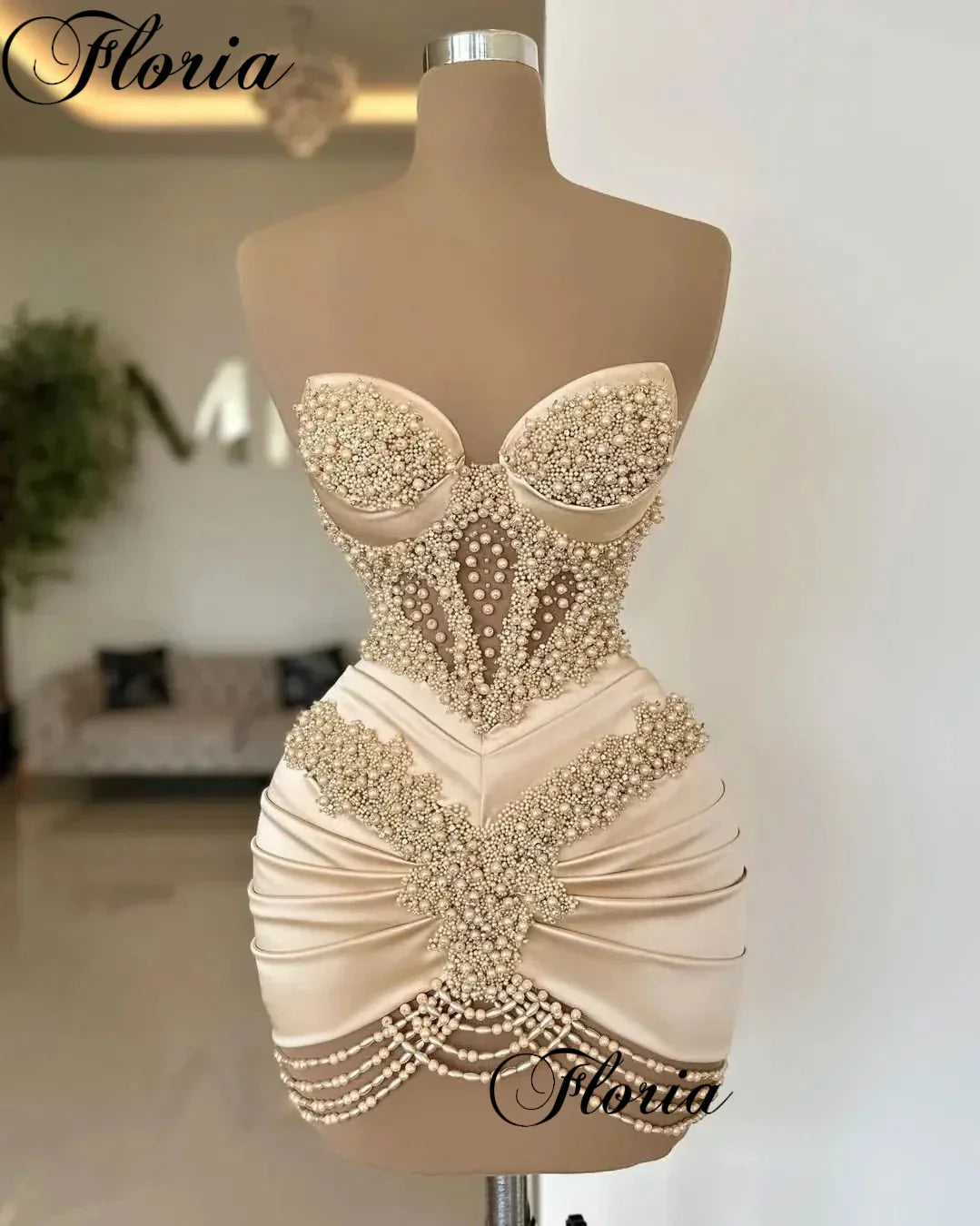 2 Designs Champagne Cocktail Dresses Short Mermaid Homecoming