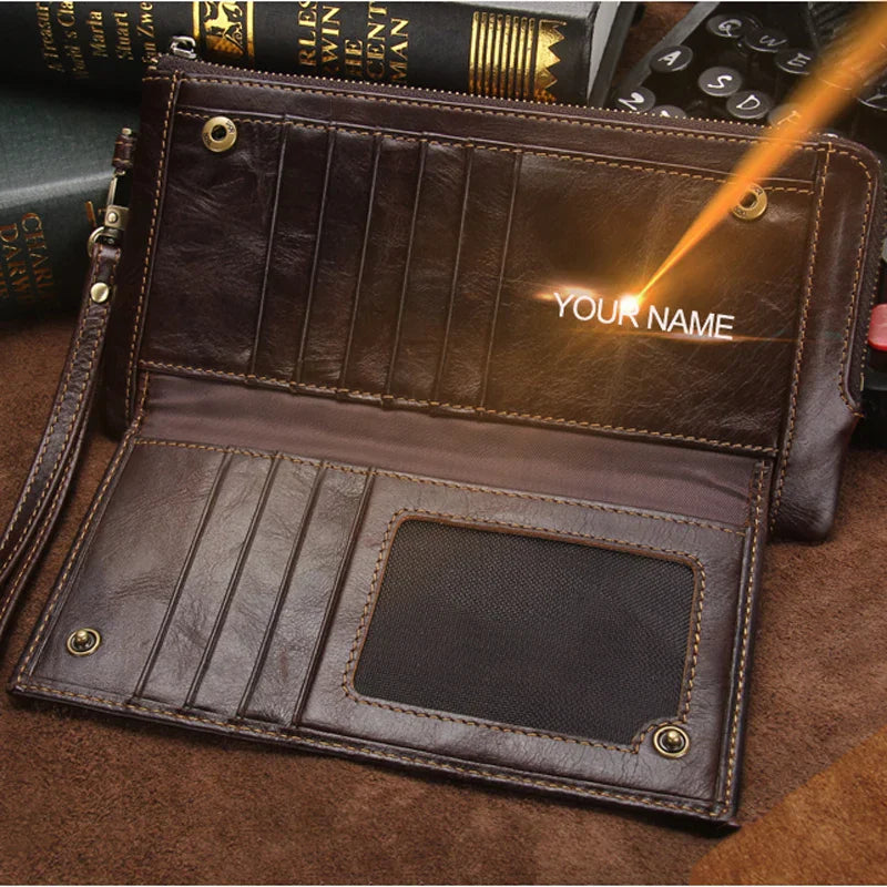 2022 Men's RFID Genuine Leather Wallet Clutch with Free Engraving