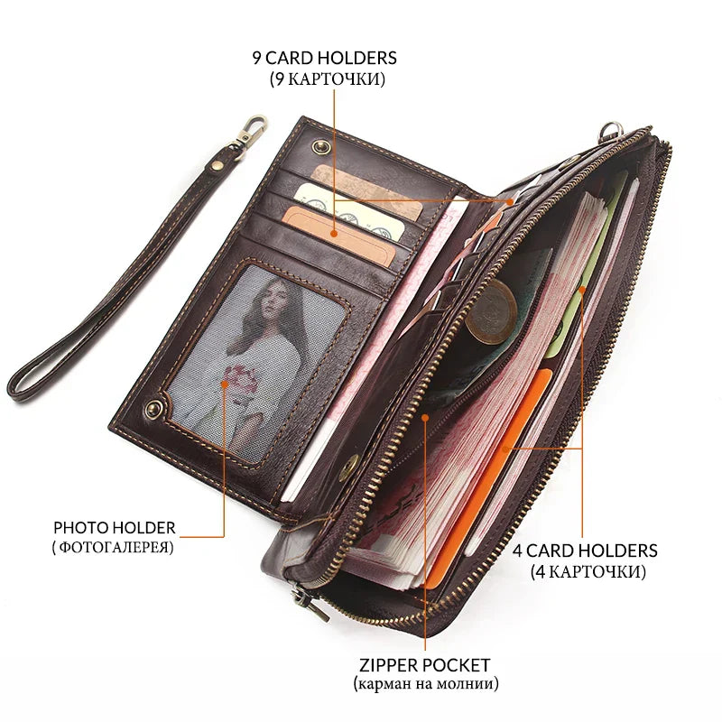2022 Men's RFID Genuine Leather Wallet Clutch with Free Engraving
