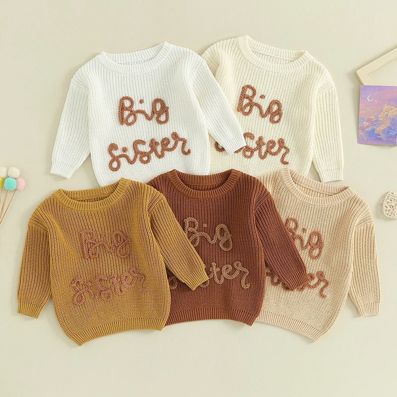 2023-08-18 Lioraitiin 18M-5Y Kids Girls Sweater Letter Embroidery