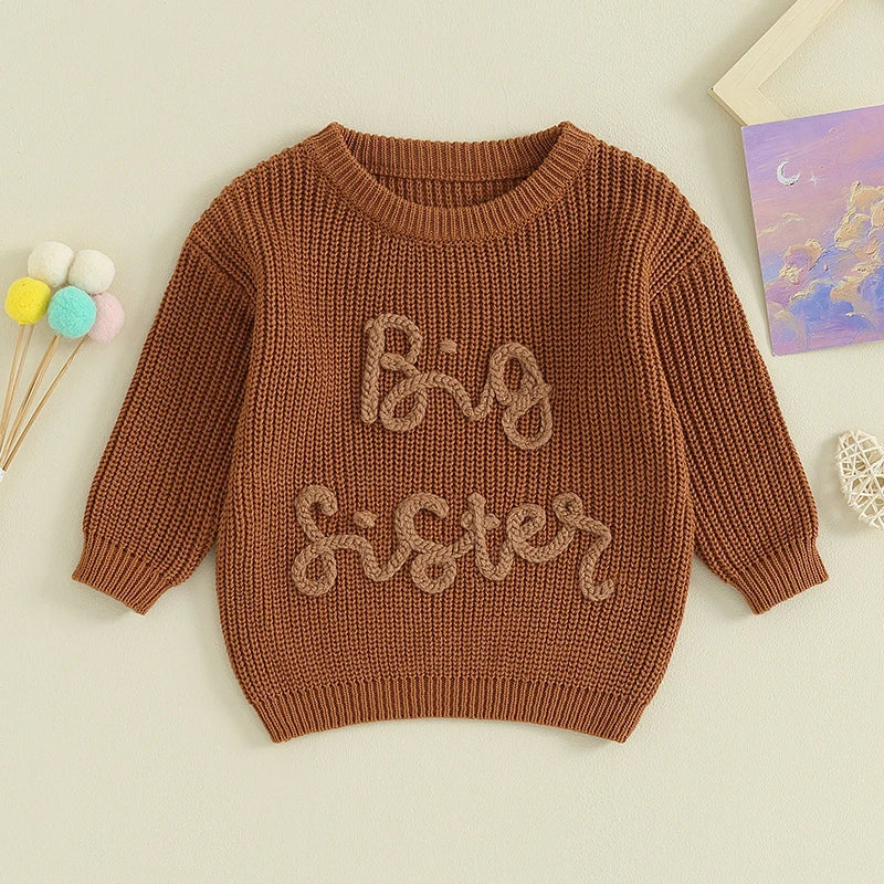 2023-08-18 Lioraitiin 18M-5Y Kids Girls Sweater Letter Embroidery