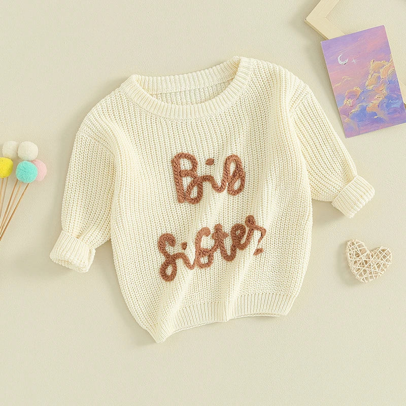 2023-08-18 Lioraitiin 18M-5Y Kids Girls Sweater Letter Embroidery