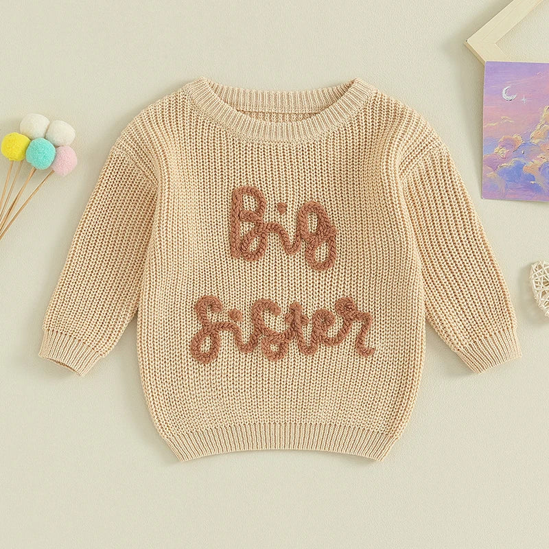 2023-08-18 Lioraitiin 18M-5Y Kids Girls Sweater Letter Embroidery