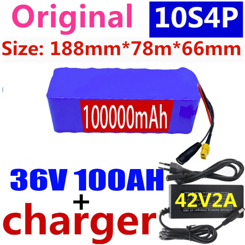 2023 100% Original 36V 10S4P 100Ah Battery Pack