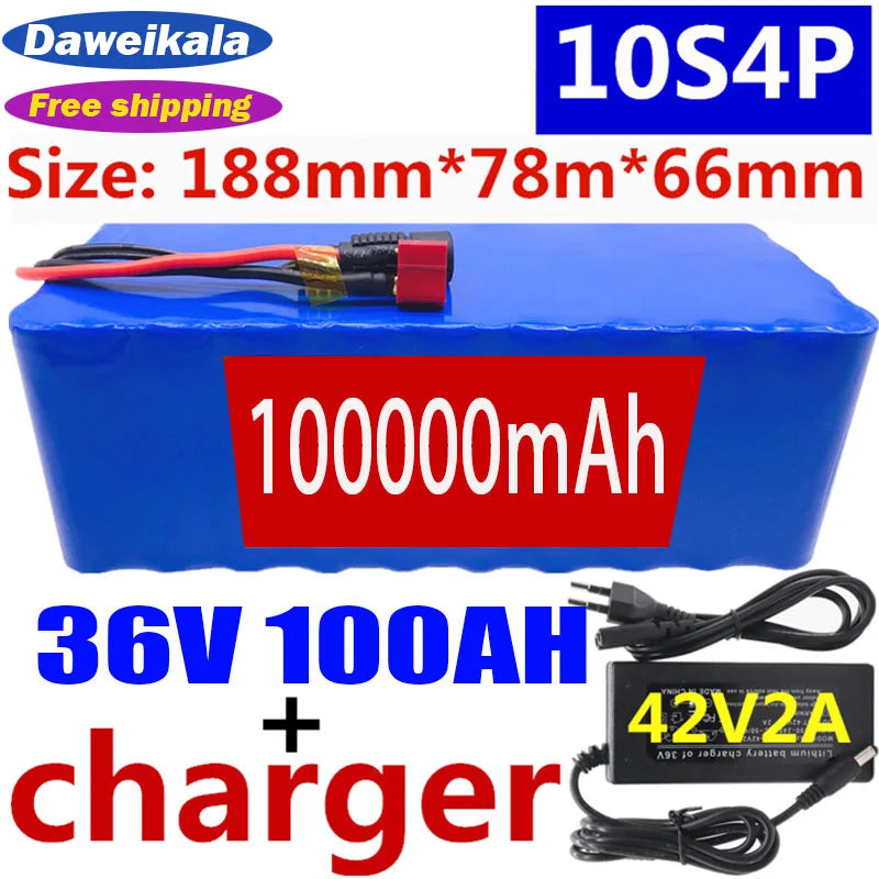 2023 100% Original 36V 10S4P 100Ah Battery Pack