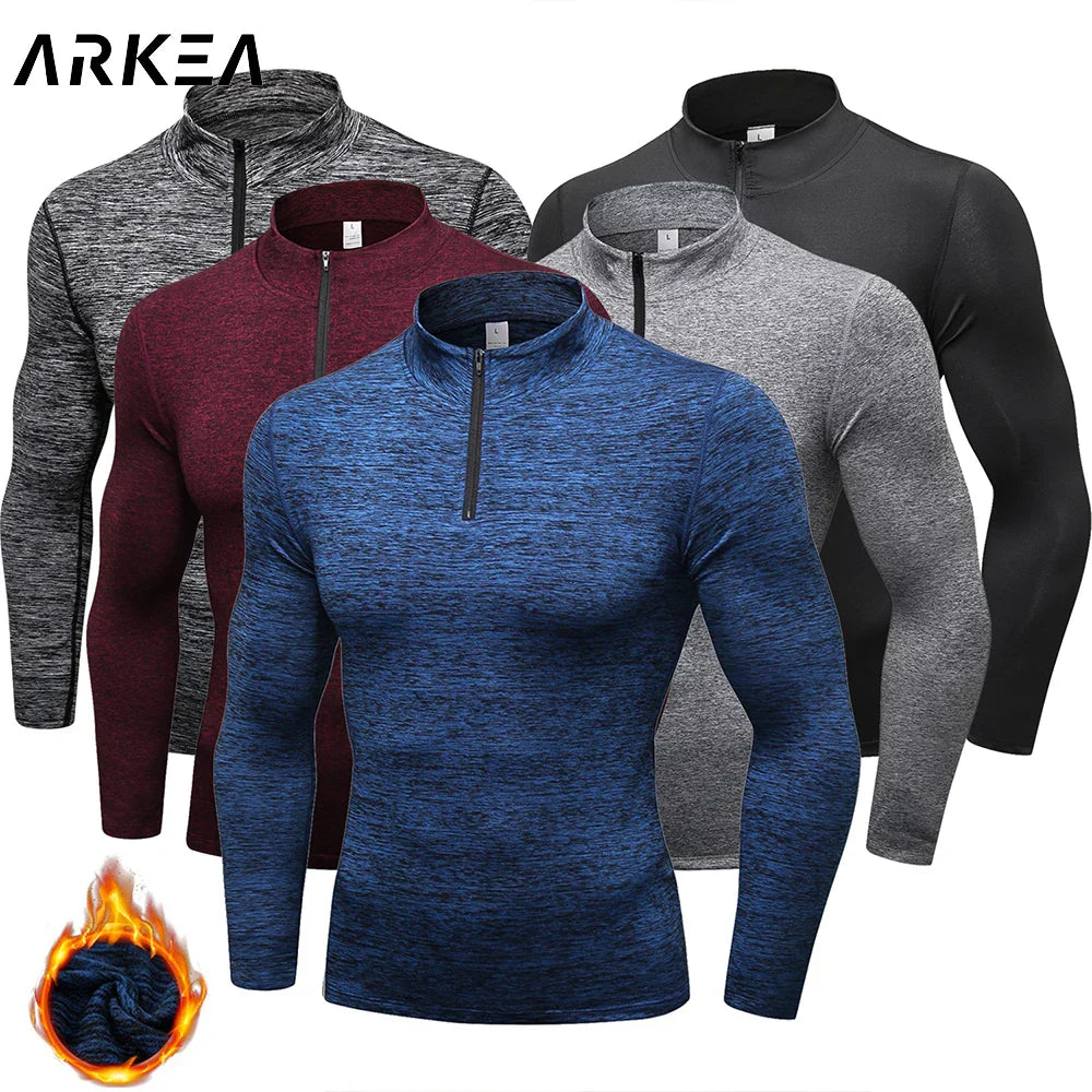 2023 Autumn Winter High Collar Shirt Men Compression