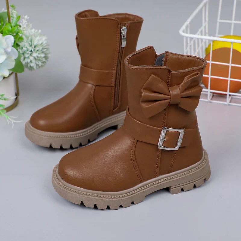 2023 Girls Boots Bow Kids Fashion Buckle Cool