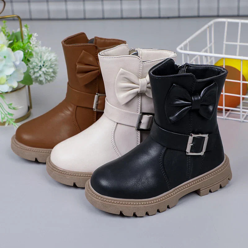 2023 Girls Boots Bow Kids Fashion Buckle Cool