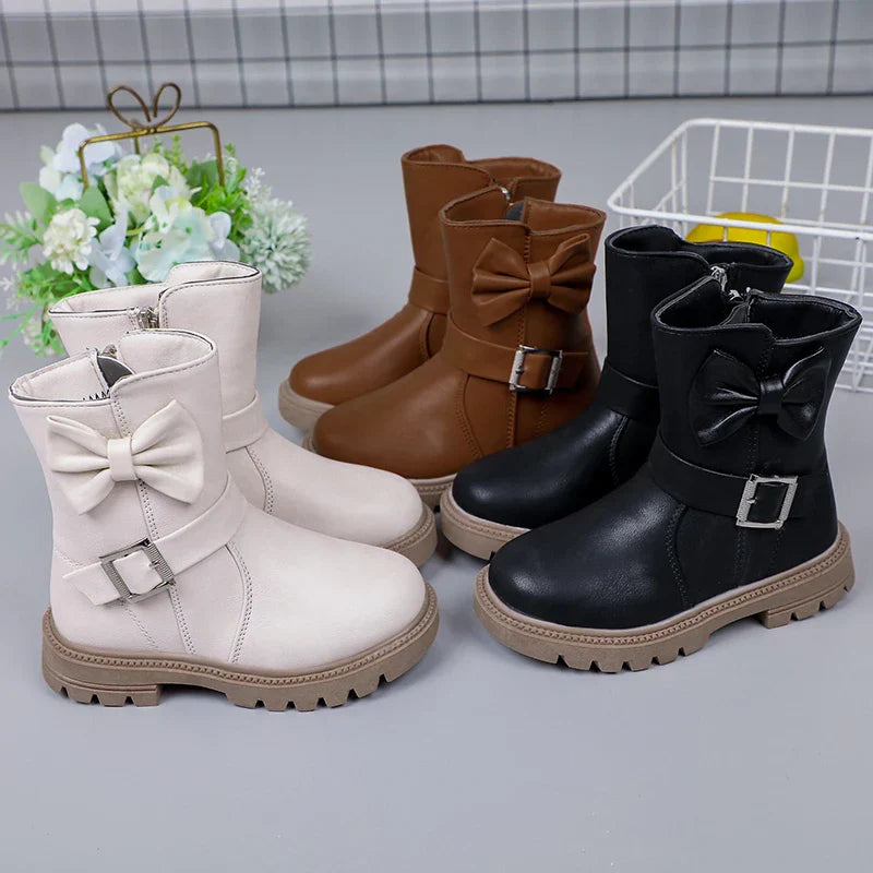 2023 Girls Boots Bow Kids Fashion Buckle Cool