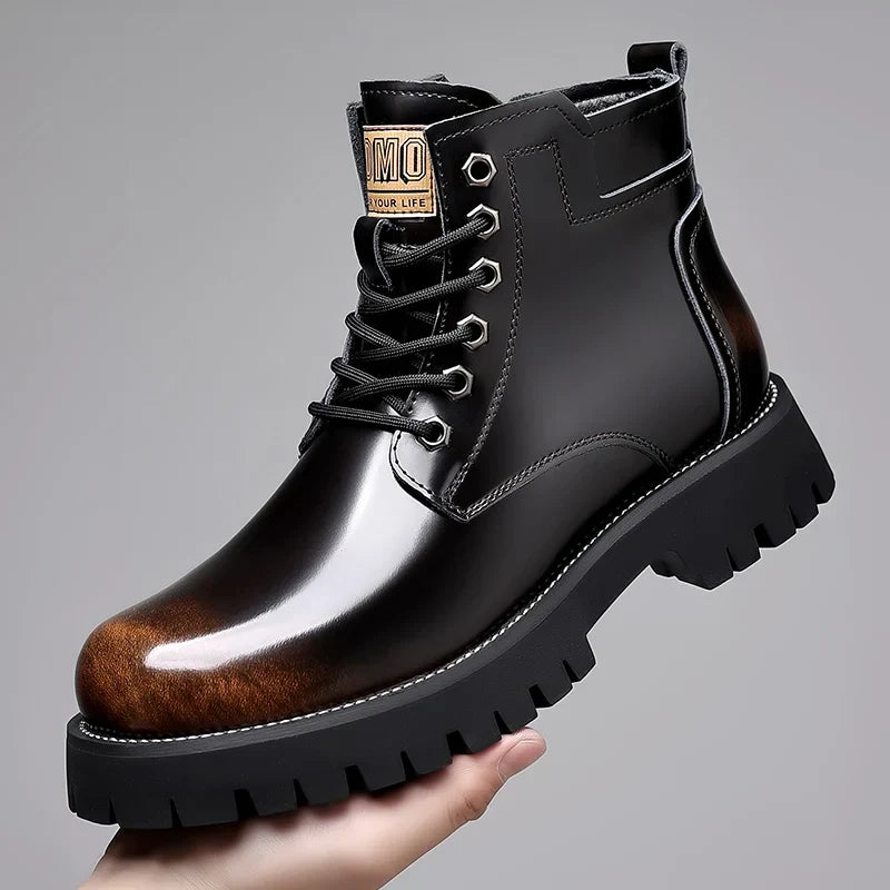 2023 Men's Retro High Top Cowhide Work Boots – Polished Leather