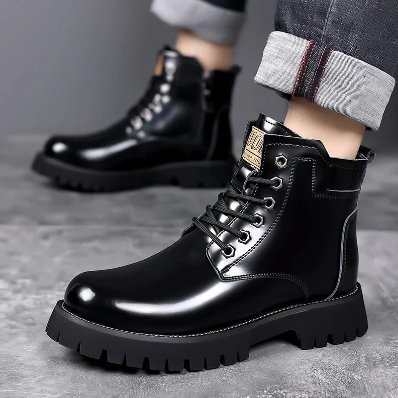 2023 Men's Retro High Top Cowhide Work Boots – Polished Leather