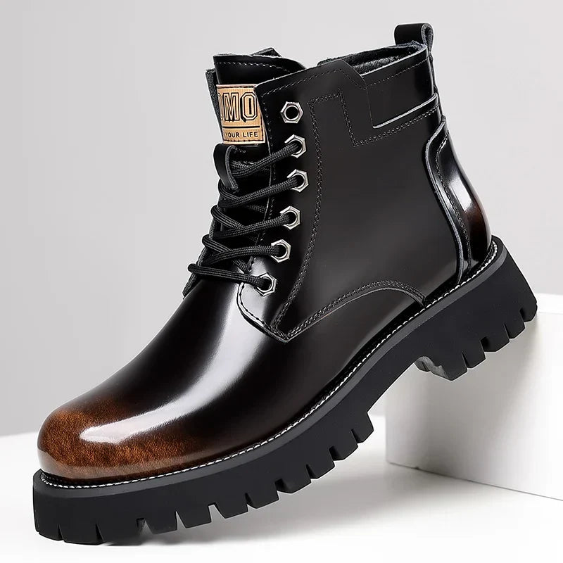 2023 Men's Retro High Top Cowhide Work Boots – Polished Leather