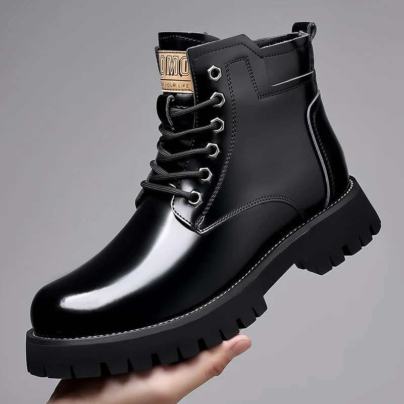2023 Men's Retro High Top Cowhide Work Boots – Polished Leather