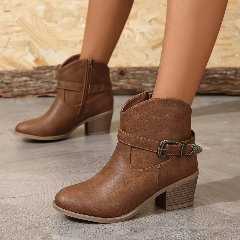 2023 Women's Solid Color Ankle Boots – Casual Large Size Shoes