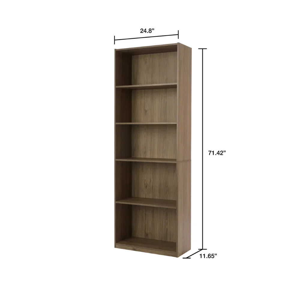 2023 Mainstays 5-Shelf Bookcase with Adjustable Shelves, Rustic