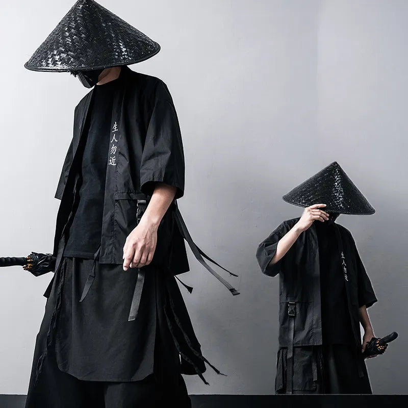 2023 New Japanese Traditional Black Kimono Cardigan Diablo