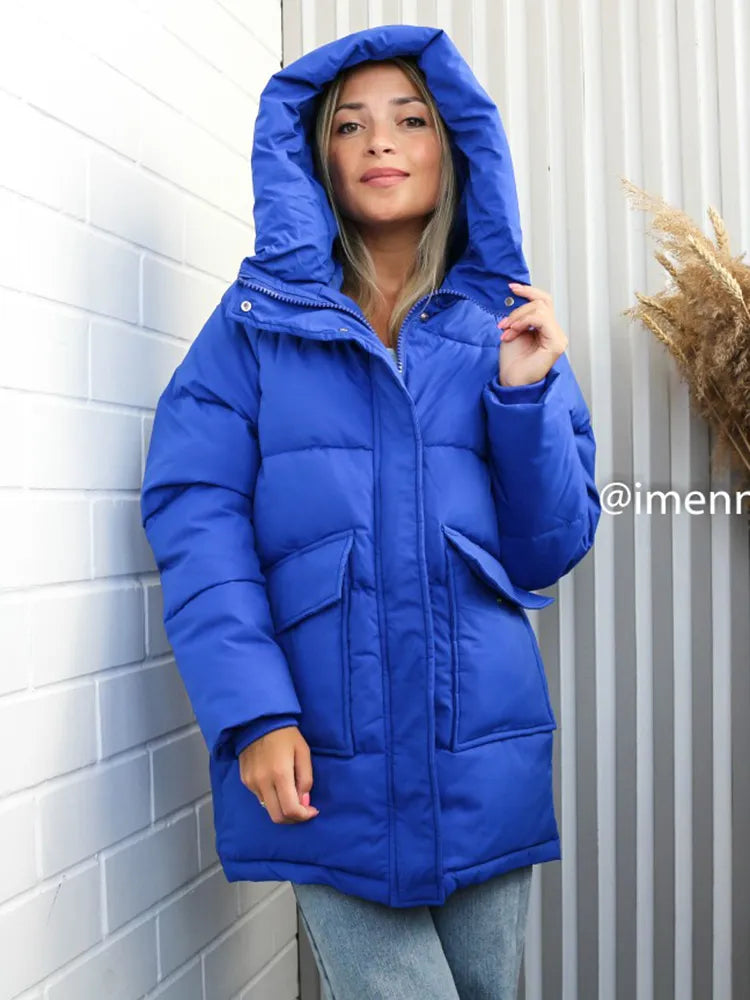 2023 New Winter Women Mid-long Parkas Jackets Casual