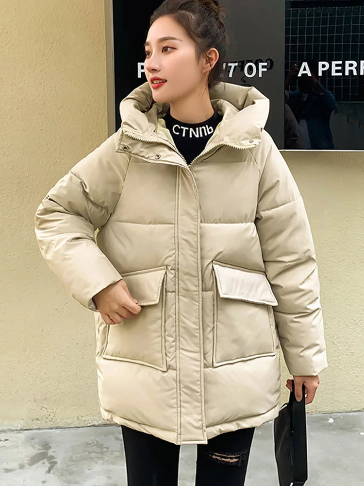 2023 New Winter Women Mid-long Parkas Jackets Casual