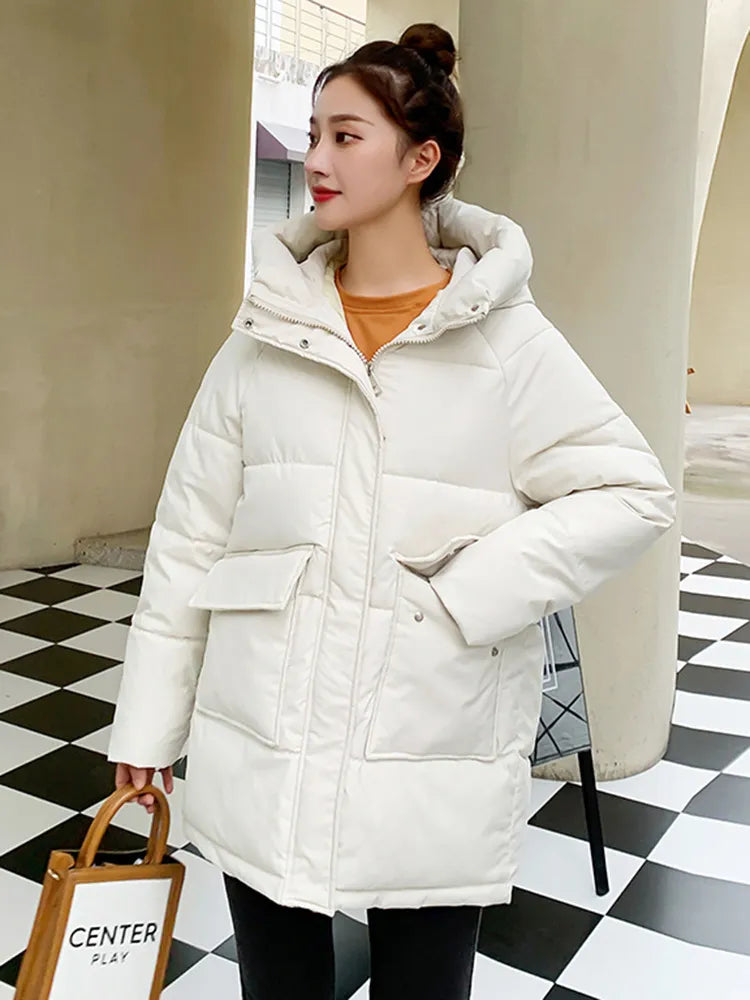 2023 New Winter Women Mid-long Parkas Jackets Casual