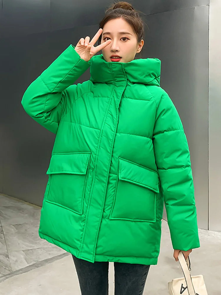2023 New Winter Women Mid-long Parkas Jackets Casual