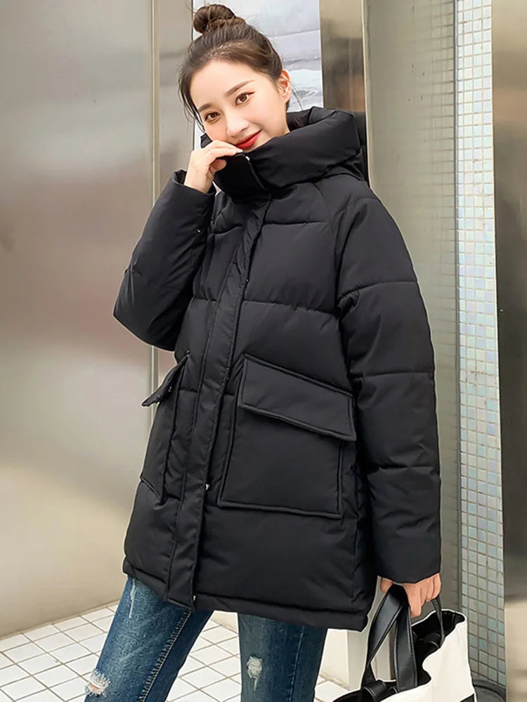 2023 New Winter Women Mid-long Parkas Jackets Casual