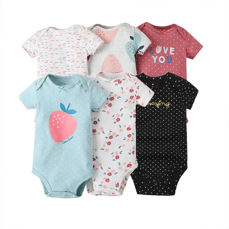 2023 Unisex 6PCS Baby Boys Girls Bodysuit 100%