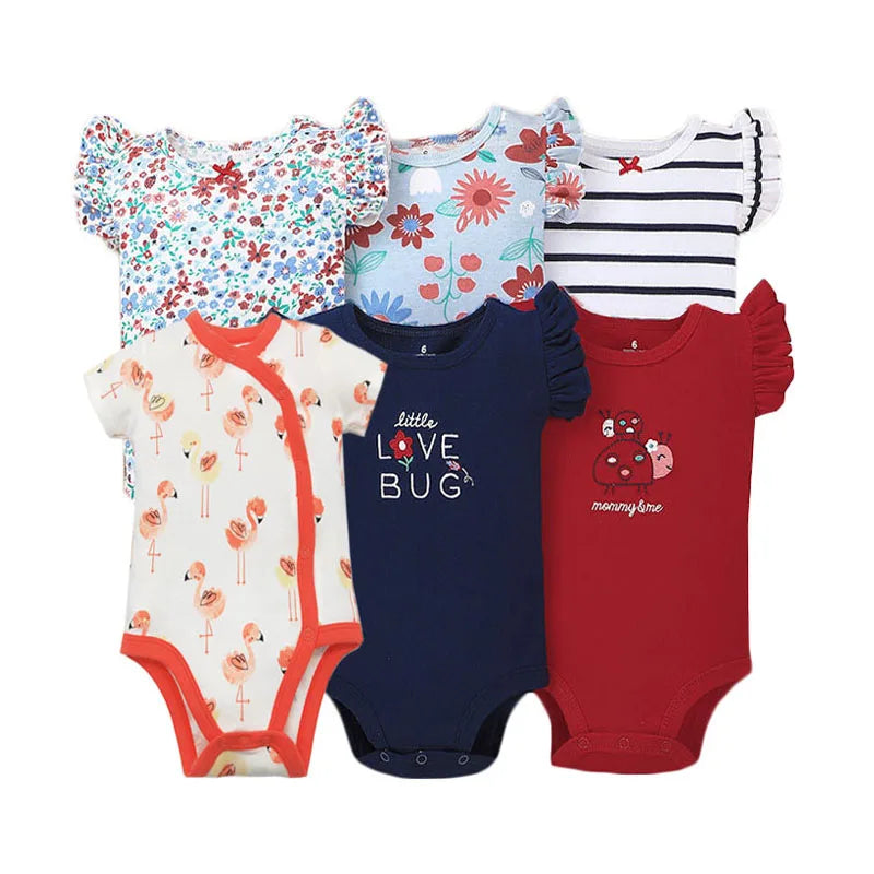 2023 Unisex 6PCS Baby Boys Girls Bodysuit 100%