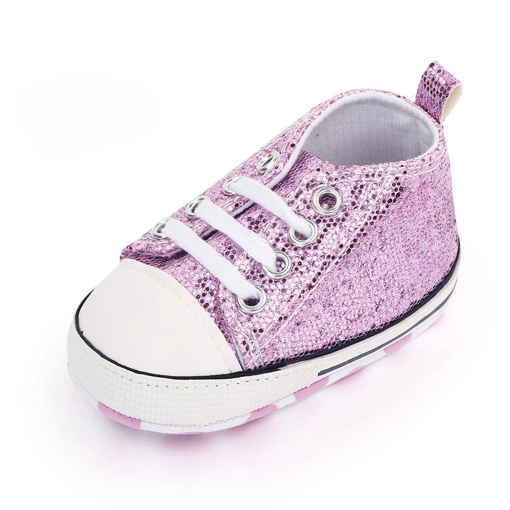 2024 Newborn Sequined Canvas Baby Sneakers Casual Baby