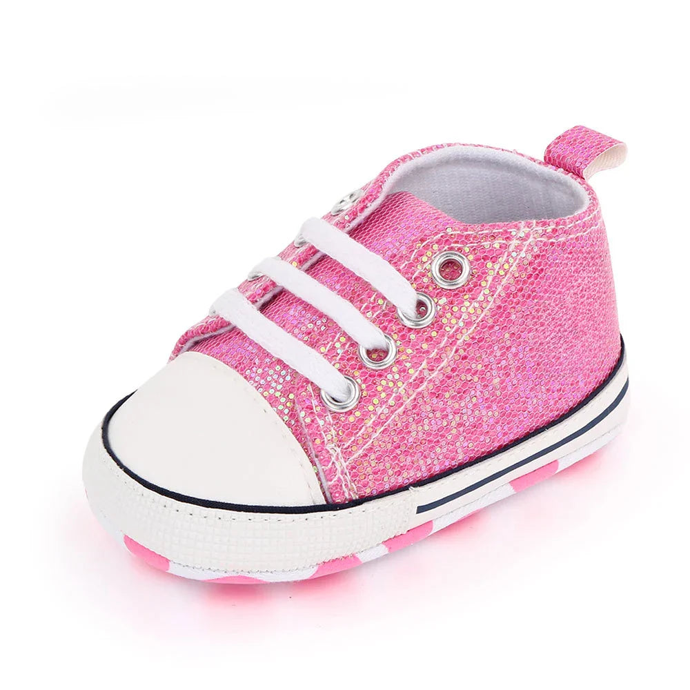 2024 Newborn Sequined Canvas Baby Sneakers Casual Baby