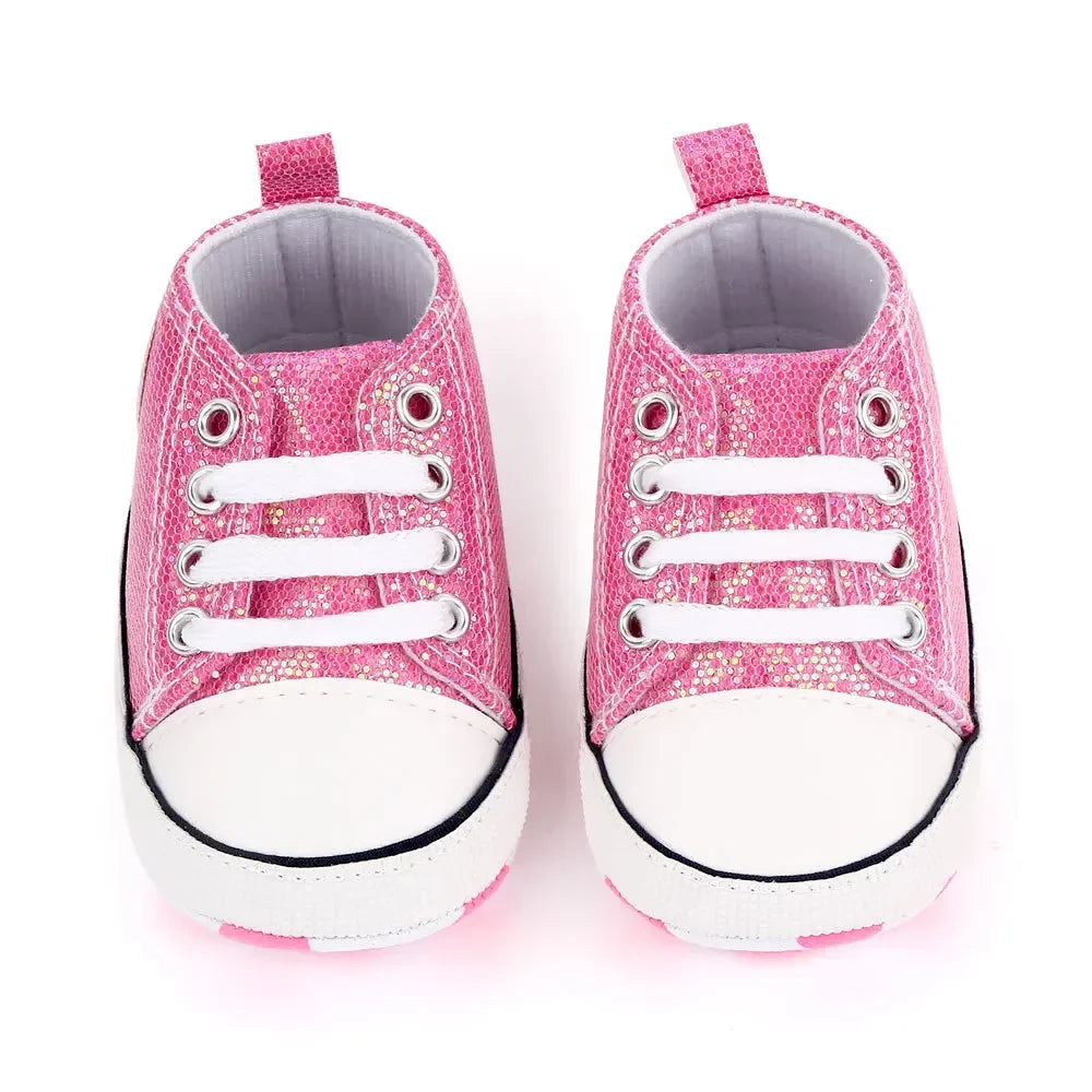2024 Newborn Sequined Canvas Baby Sneakers Casual Baby