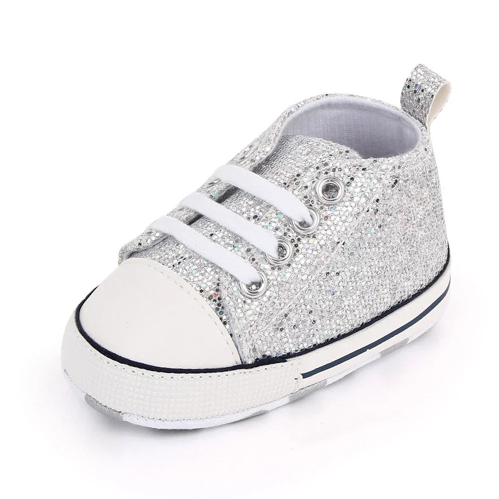 2024 Newborn Sequined Canvas Baby Sneakers Casual Baby