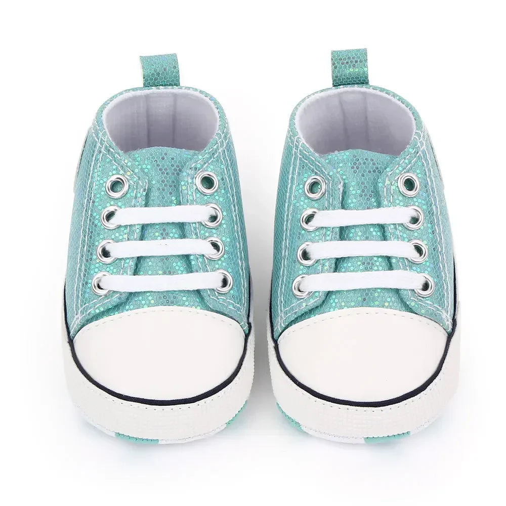 2024 Newborn Sequined Canvas Baby Sneakers Casual Baby