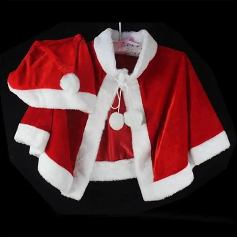2024 Winter Red Velvet Cape Cloak Christmas Women