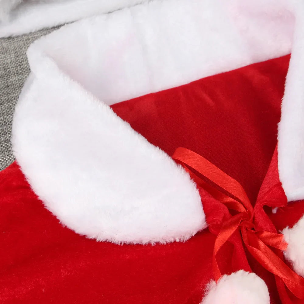 2024 Winter Red Velvet Cape Cloak Christmas Women