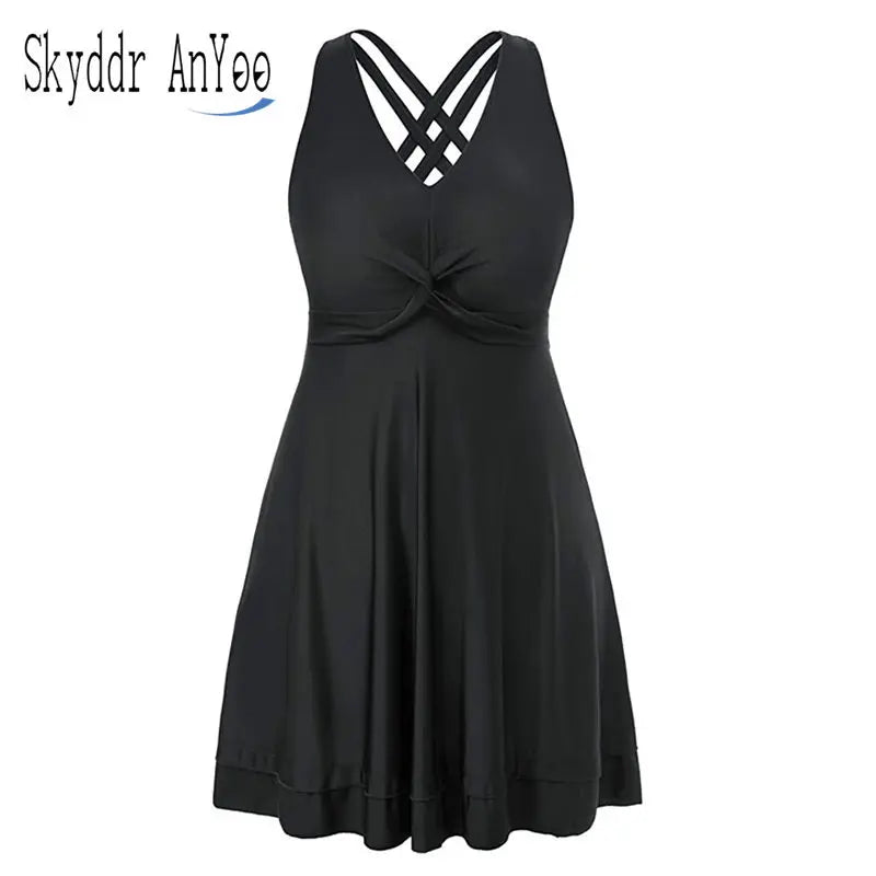 2024 Womens Swimsuit Solid Plus Size Swimdress Two
