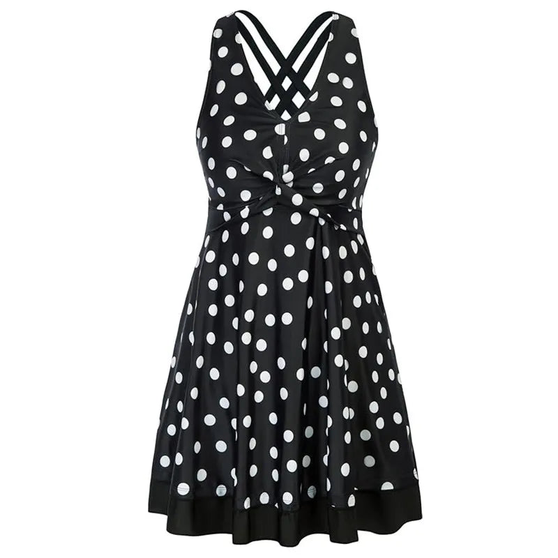 2024 Womens Swimsuit Solid Plus Size Swimdress Two
