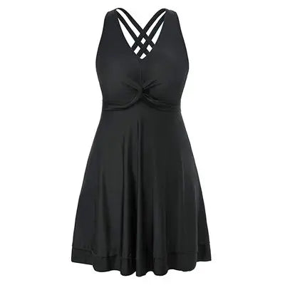 2024 Womens Swimsuit Solid Plus Size Swimdress Two