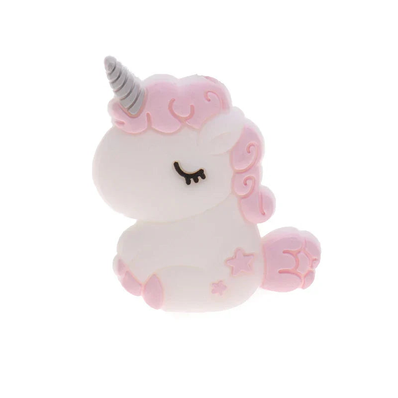 20pc Cute Unicorn Silicone Animal Teether Beads BPA