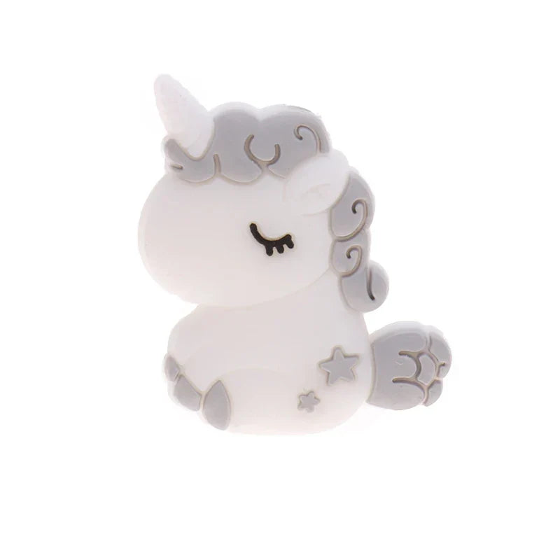 20pc Cute Unicorn Silicone Animal Teether Beads BPA