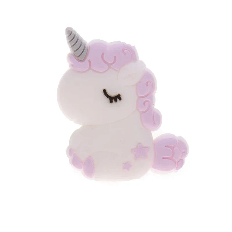 20pc Cute Unicorn Silicone Animal Teether Beads BPA