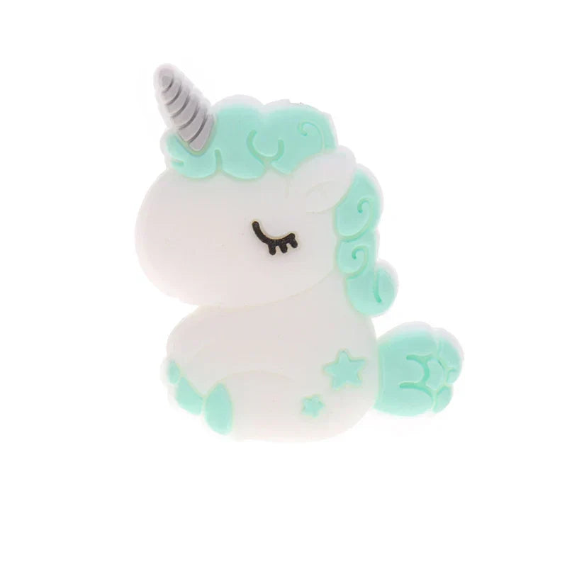 20pc Cute Unicorn Silicone Animal Teether Beads BPA