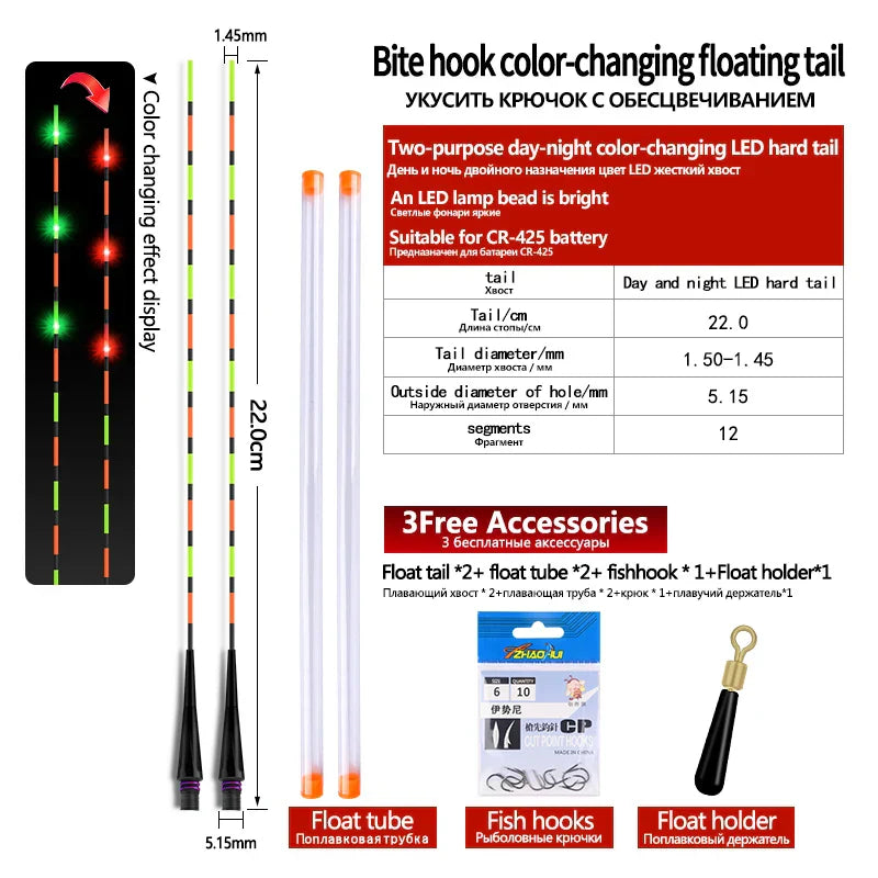 2PCS LED Gravity Sensor Color Change Float Tails+2