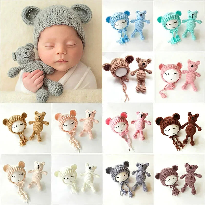 2PCS Newborn Crochet Photography Beanie Caps