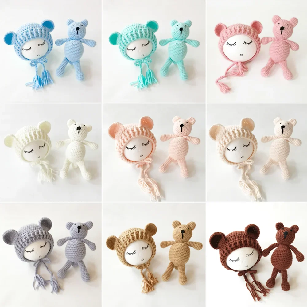 2PCS Newborn Crochet Photography Beanie Caps