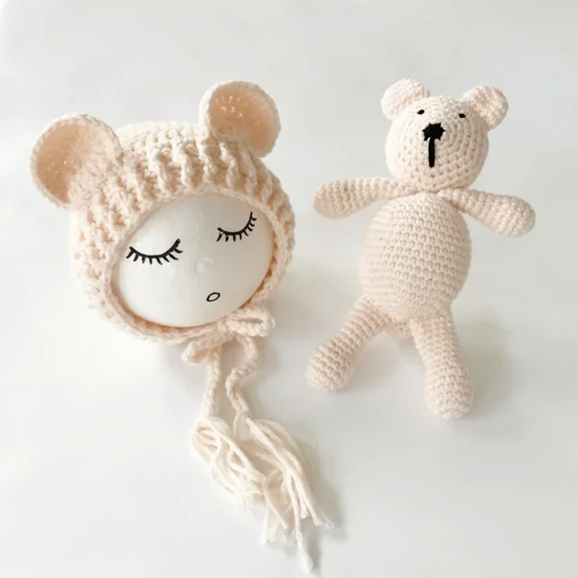 2PCS Newborn Crochet Photography Beanie Caps