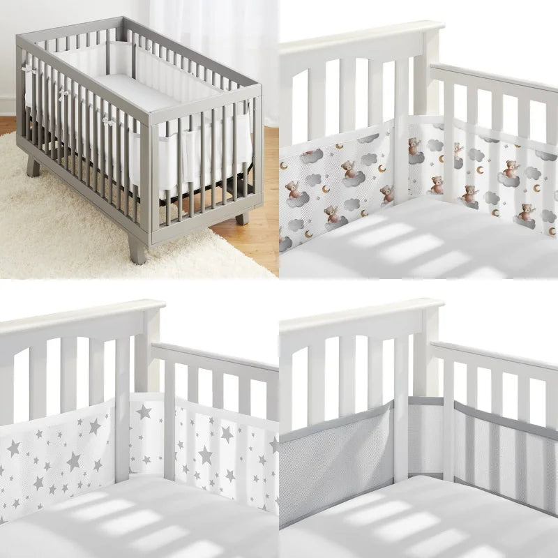 2Pcs/Set Baby Mesh Crib Bumper Liner Breathable Summer