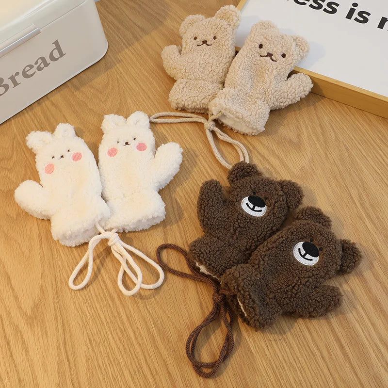 2Pcs Winter Baby Scarf Gloves Set Lamb Wool