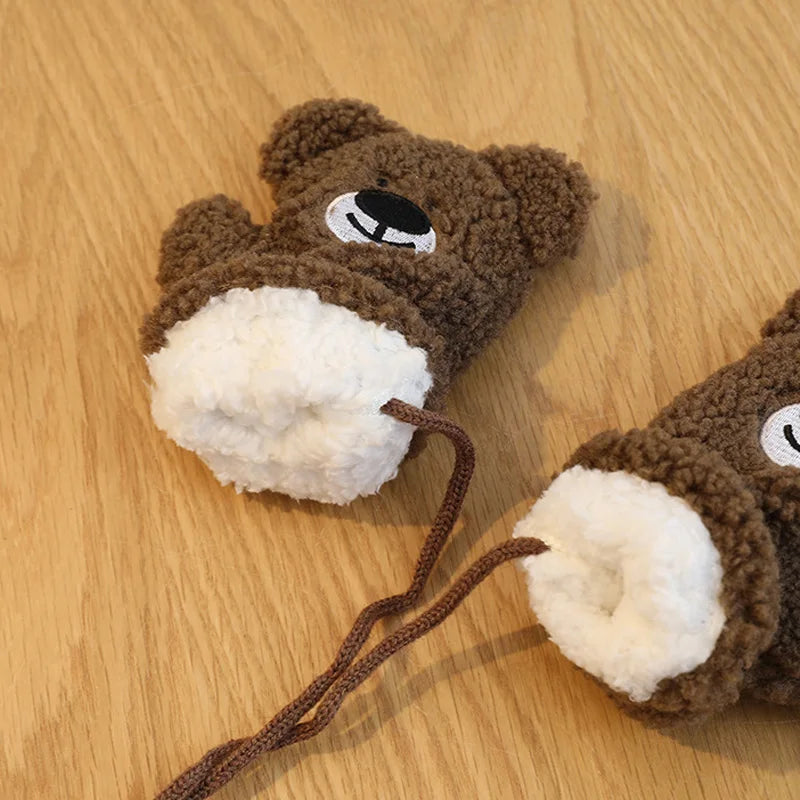 2Pcs Winter Baby Scarf Gloves Set Lamb Wool