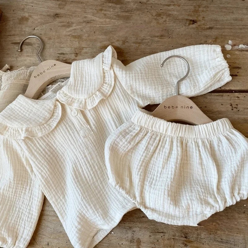 2pcs Newborn Baby Girls Clothes Organic Cotton Ruffled